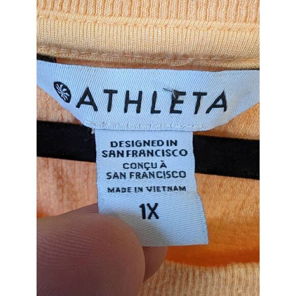 Athleta Orange Coaster Luxe Waffle Knit Sweatshirt Womens Size 1X - Picture 3 of 9